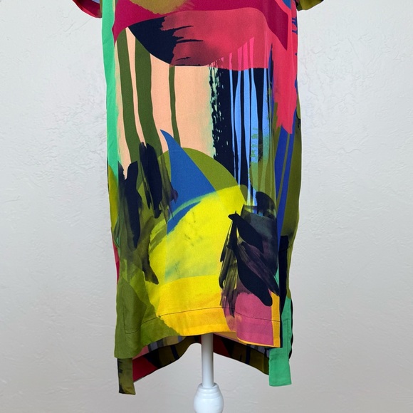 Nicole Miller Collection Silk Blend Abstract Multicolor T-Shirt Shift Dress 6 - Picture 6 of 13